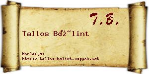 Tallos Bálint névjegykártya