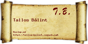 Tallos Bálint névjegykártya